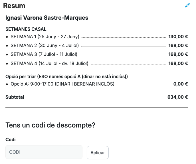 inscripciones casal de verano 2026